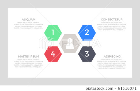 Set of green and blue, red, black elements for infographic presentation slides with charts, graphs, steps, arrows, number options. 61516071