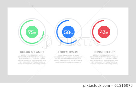 Set of green and blue, red elements for infographic presentation slides with charts, graphs, steps, circles, number options. 61516073