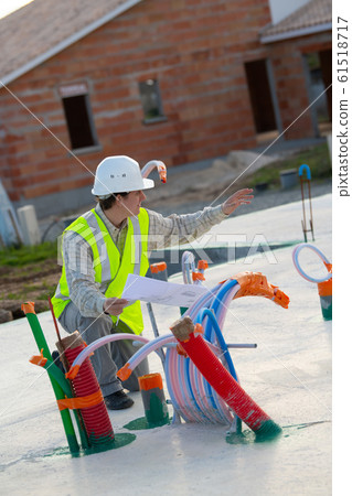 Building Inspector Looking House Construction Project Building Inspector Looking House Construction Project 61518717