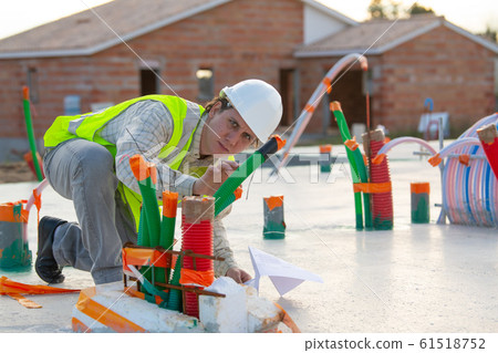 Building Inspector Looking House Construction Project Building Inspector Looking House Construction Project 61518752