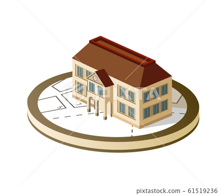 Old city block with buildings Isometric retro 61519236