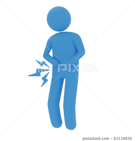 Stomach ache blue pictogram 3DCG image Stomach ache blue pictogram 3DCG image 61519850