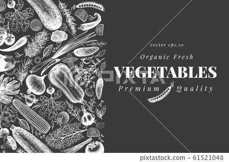 Vegetables hand drawn vector illustration on chalk 61521048