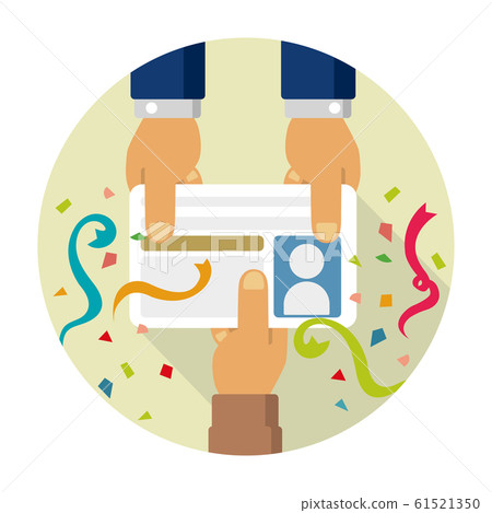 Receiving a driver's license, returning a license, acquiring a license Round banner illustration Receiving a driver's license, returning a license, acquiring a license Round banner illustration 61521350