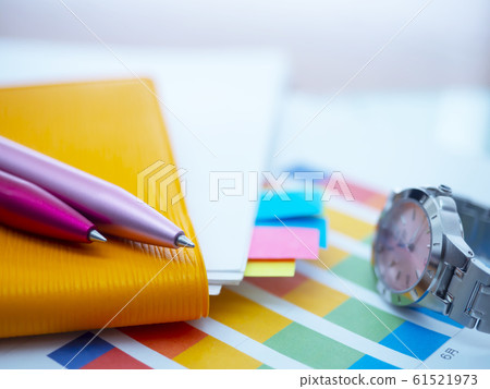 Business image, graph, documents, notebook, clock, woman Business image, graph, documents, notebook, clock, woman 61521973
