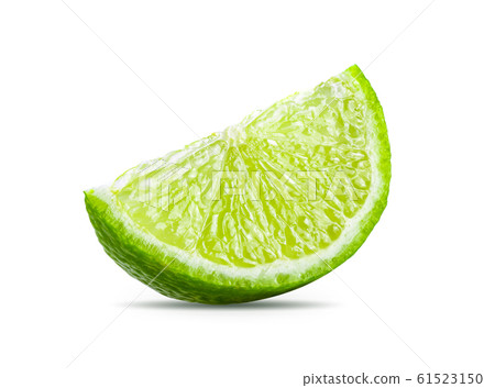 Juicy slice of lime isolated on white background Juicy slice of lime isolated on white background 61523150