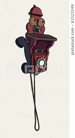 Vintage telephone, hand draw sketch vector. 61523249
