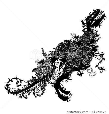 Trex skeleton with flowers 61524475