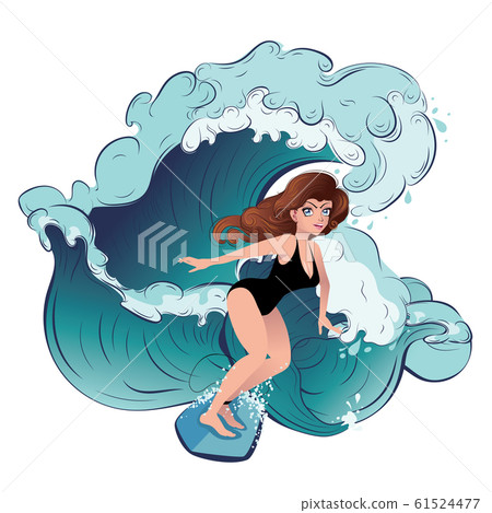 Surfing girl design 61524477
