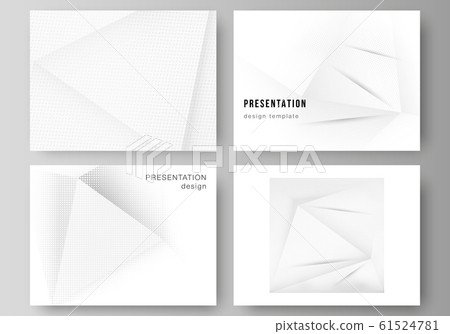 Vector layout of the presentation slides design templates, multipurpose template for presentation brochure, brochure cover. Halftone dotted background with gray dots, abstract gradient background 61524781