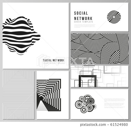 The minimalistic abstract vector illustration layouts of modern social network mockups in popular formats. Trendy geometric abstract background in minimalistic flat style with dynamic composition. 61524980