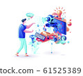 Man remote communication online video web chat training distance learning internet Webcam conference interview presentation freelancer at computer 61525389