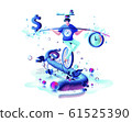 inner balance in hand harmony between money dollar sign and time clock man circus performer riding unicycle rope management 61525390
