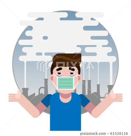 Sad Man in the Industrial Factory with Pollution Sad Man in the Industrial Factory with Pollution 61528116