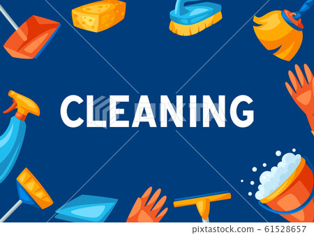 Housekeeping background with cleaning items. Housekeeping background with cleaning items. 61528657
