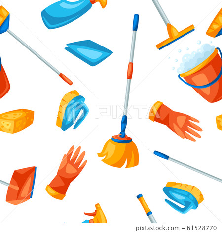 Housekeeping seamless pattern with cleaning items. 61528770