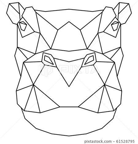 Abstract polygonal head of hippo. Hippopotamus geometric illustration. Vector 61528795
