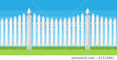 Illustration of white wooden fence. 61528861