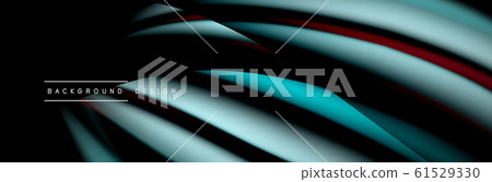 Сolorful flow poster. Wave liquid lines and shapes in black color background. Vector Illustration 61529330