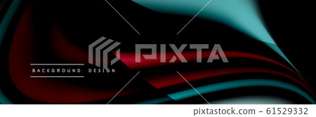 Сolorful flow poster. Wave liquid lines and shapes in black color background. Vector Illustration 61529332