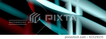 Сolorful flow poster. Wave liquid lines and shapes in black color background. Vector Illustration 61529335