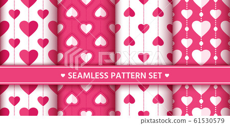 heart seamless pattern set love valentine romantic - Stock Illustration ...