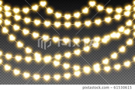 Heart yellow light garland valentines love vector 61530615