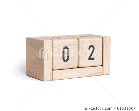 Wood block cube date day calendar 61531507
