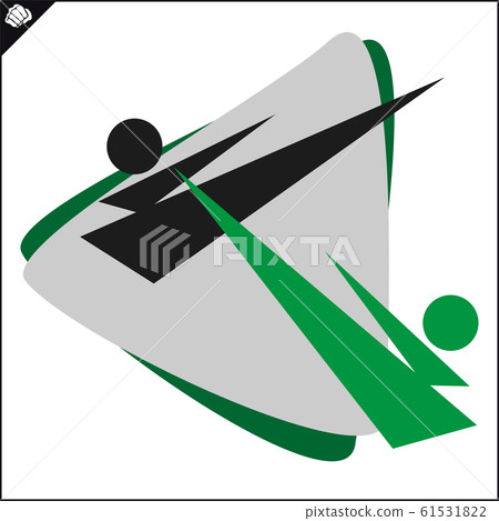 Karate high kick emblem. Martial art colored simbol design. Vector, EPS. 61531822