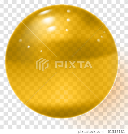 Yellow transparent glass ball. Realistic transparent gold sphere 61532181