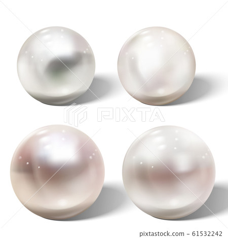 Realistic shiny natural sea pearl with light effects. 61532242