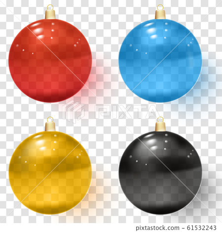 Transparent glass Christmas balls.Realistic Christmas glass balls. 61532243