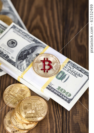 The cryptocurrency Bitcoin coin. Gold coin. Gold 61532499