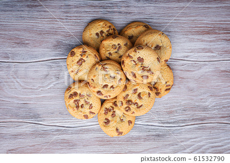 Cookies with chocolate closeup. Homemade cookies. Cookies with chocolate closeup. Homemade cookies. 61532790