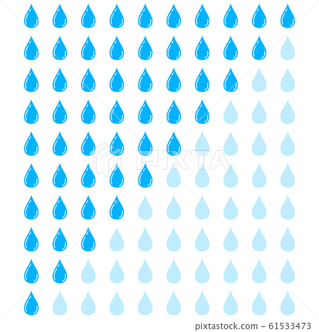 Water drop icon set with 10 blue button in row isolated on white background. 61533473