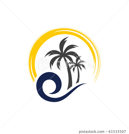 Palm Tree Icon Of Summer And Travel Logo Vector Stock Illustration