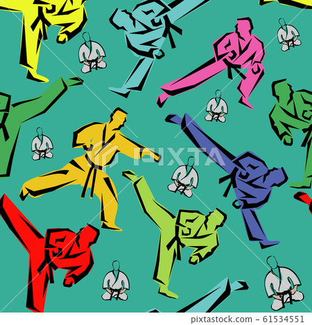 Seamless Texture Pattern MMA logo fist presswall. Vector, EPS. Seamless Texture Pattern MMA logo fist presswall. Vector, EPS. 61534551