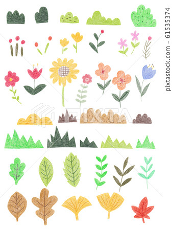 Crayon illustrations-various plants 61535374