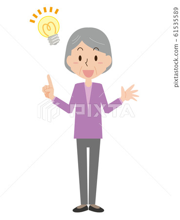 Flashing, inspiration, idea, elderly woman Flashing, inspiration, idea, elderly woman 61535589