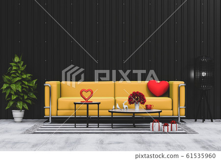 living room and sofa interior design 3D illustration, valentine. living room and sofa interior design 3D illustration, valentine. 61535960