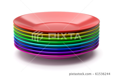 Stack of Colorful Dishes 61536244