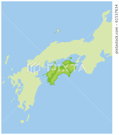 各地区 四国地区的日本半固体地图插图 放大 47个县 图形材料 图库插图