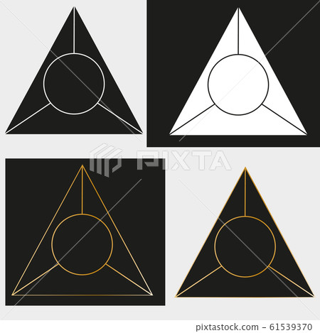 art abstract logo in the form of a black cut triangle with a circle in the center and gold art abstract logo in the form of a black cut triangle with a circle in the center and gold 61539370