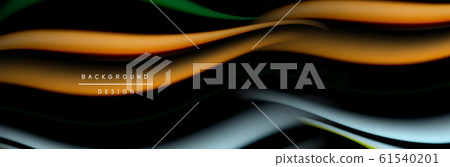 Сolorful flow poster. Wave liquid lines and shapes in black color background. Vector Illustration 61540201