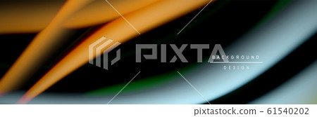 Сolorful flow poster. Wave liquid lines and shapes in black color background. Vector Illustration 61540202