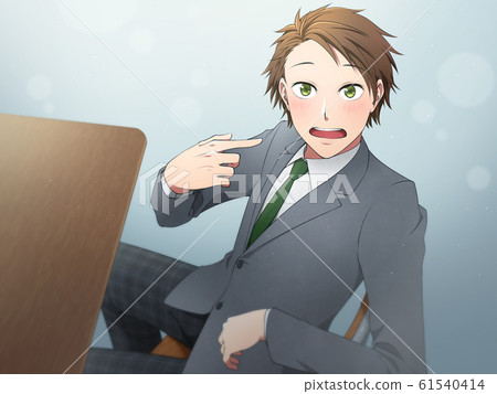 Looking back from his seat, he points to himself as "I !?" 61540414