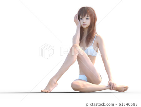 Slim woman swimsuit perming3adcg illustration material 61540585