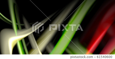 Abstract silk smooth lines on black, multicolored liquid fluid rainbow style waves on black 61540600