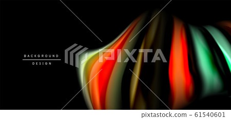 Abstract silk smooth lines on black, multicolored liquid fluid rainbow style waves on black Abstract silk smooth lines on black, multicolored liquid fluid rainbow style waves on black 61540601
