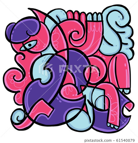 Trendy doodle fun on a white background. Trendy doodle fun on a white background. 61540879